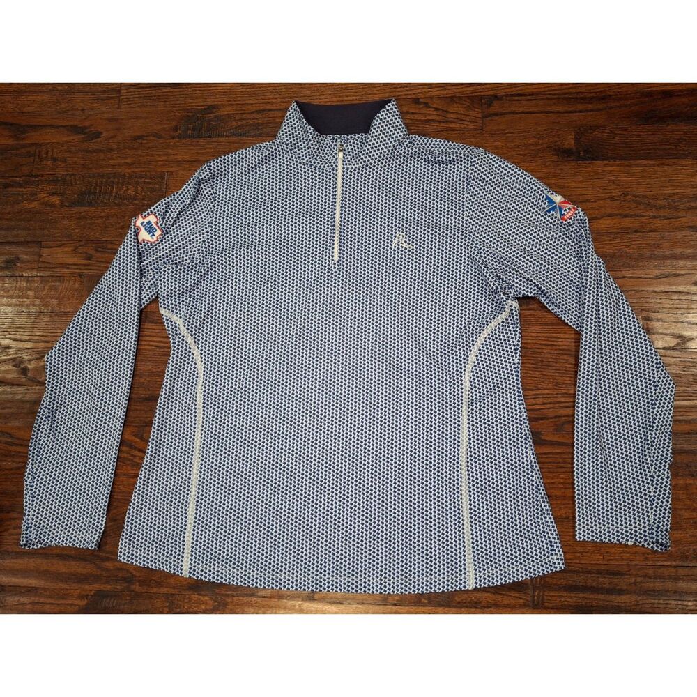 Rhoback Bud Light Blue Quarter Zip Pullover Texas Pattern Women's Size XL